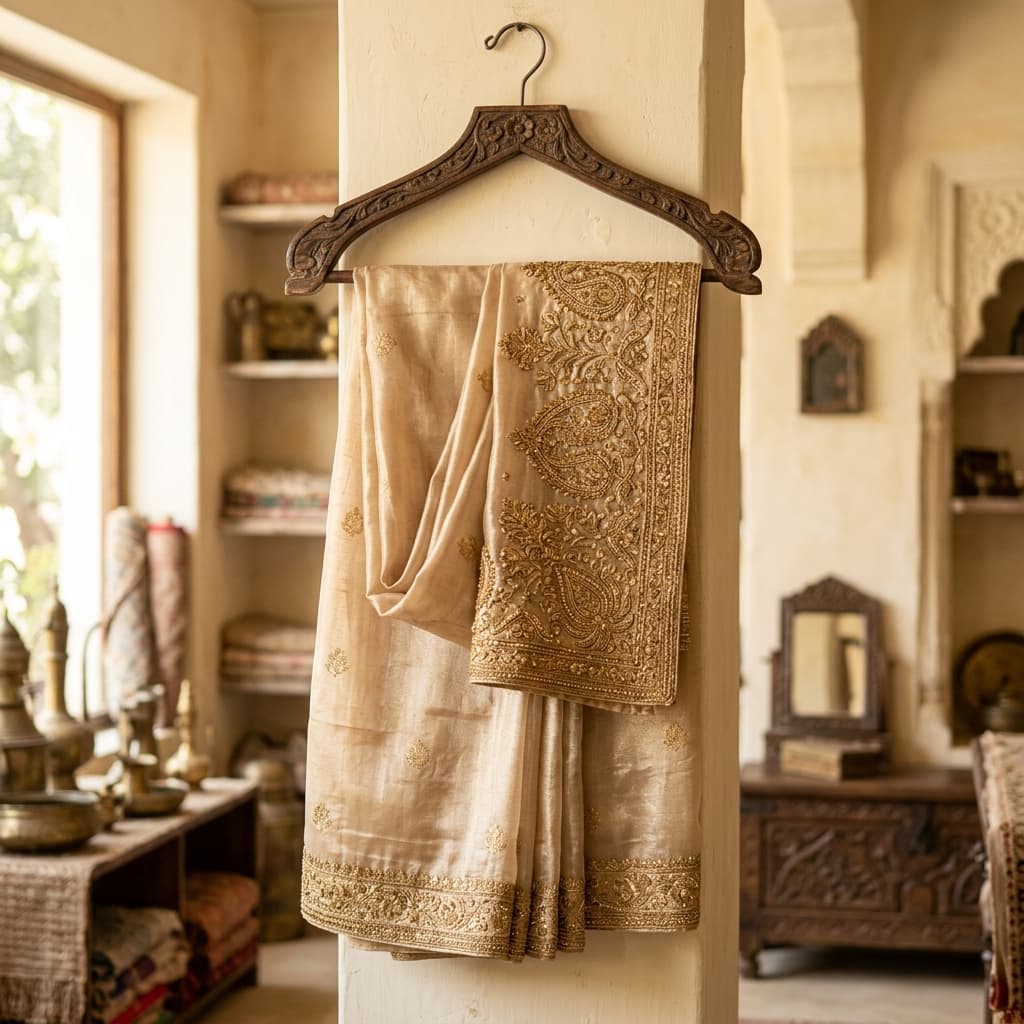 Chanderi Moti Silk Saree